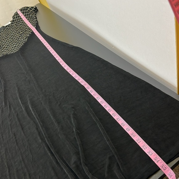 Vtg Jeffrey & Dara Evenings by Tom Barra Black Maxi Dress Large Metallic Detail - Picture 7 of 10